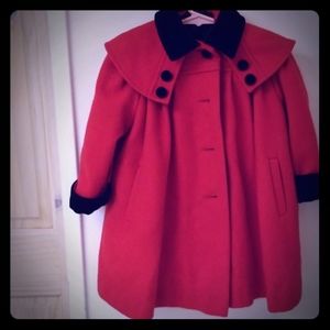 Girls vintage red wool coat